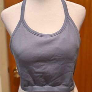 Blue Seamless Racerback Sports Bra